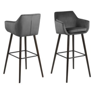 Designová barová židle Almond tmavě šedá / tmavohnědá
