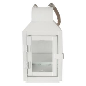 Bílá kovová lucerna na svíčku 10x21,5 cm