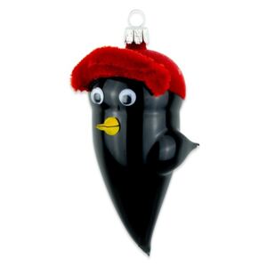 Skleněný ptáček kos, černý - Vánoční ozdoba se skla