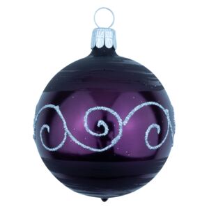 Vánoční koule fialová tmavá, spirálka - Velikost 8 cm