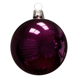 Vánoční koule tmavě fialová, lesklá - Velikost 8 cm