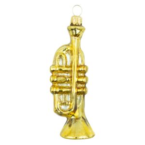 Vánoční ozdoba trumpeta, zlatá tmavá