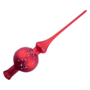 Vánoční špice červená, perličky - Velikost koule 6cm délka 25cm