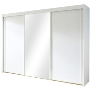 Šatní skříň KING bílá, 280 cm, 1 zrcadlo