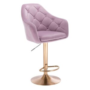 Barová židle ANDORA VELUR na zlatém talíři - fialový vřes
