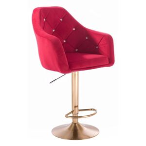 Barová židle ROMA VELUR na zlatém talíři - červená