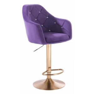 Barová židle ROMA VELUR na zlatém talíři - fialová