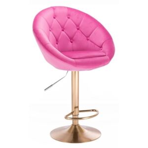 Barová židle VERA VELUR na zlatém talíři - růžová
