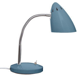Stolní lampička retro, plechová, industriální modrá