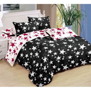 Bavlissimo 7-dílné povlečení hvězdy černá bílá bavlna/mikrovlákno 140x200 na dvě postele