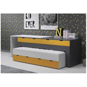 IDCZAK Dětská postel s psacím stolem Barva nábytku: Bílá/šedá/žlutá