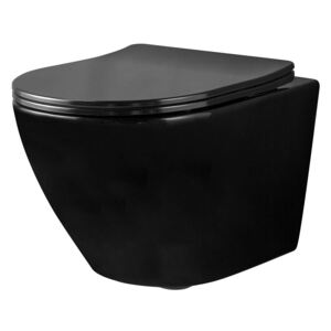 Závěsné WC CARLO mini RIMLESS + Duroplast sedátko flat - černé