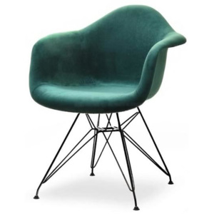 Jídelní židle-křeslo MALWA BRAC zelená-černý kov