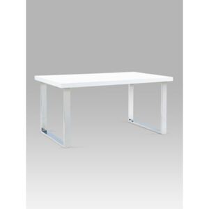 Autronic - Jídelní stůl 150x90 cm, chrom / bílý lesk - A880 WT