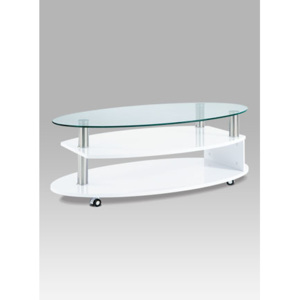 Autronic Konferenční stolek AHG-059 WT 110x60x38 cm - sklo/bílý