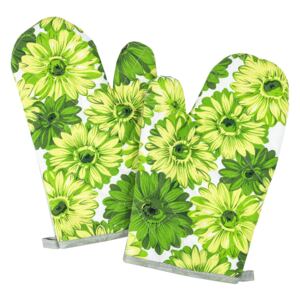 Jahu Chňapka Květy zelená, 28 x 18 cm, sada 2 ks