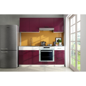 Kuchyňská linka 180 cm v kombinaci fialový lesk a bílá F3004