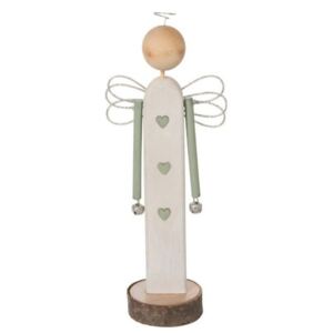 Dřevěný anděl s rolničkami - 10*5,5*28 cm