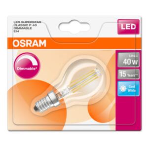 OSRAM LED Filament SUPERSTAR ClasP 230V 5W 840 E14 / 470lm / 4000K / 15000h / DIM / A+ / Sklo čiré / 1ks (4058075111776) - Ledvance LED žárovka 4058075111776 230 V, E14, 5 W = 40 W, neutrální bílá, A+ (A++ - E), kapkovitý tvar, stmívatelná
