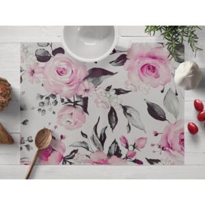 Dekorační prostírání na stůl BK-020 Růžové květy na šedém 30x40 cm