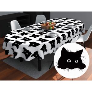 Dekorační oválný ubrus BK-019 Černé kočky na bílém 50x100 cm