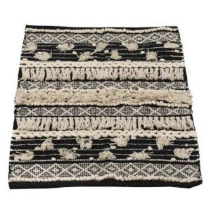 Černo-krémový kobereček Monochrome Boho s třásněmi - 60*90cm