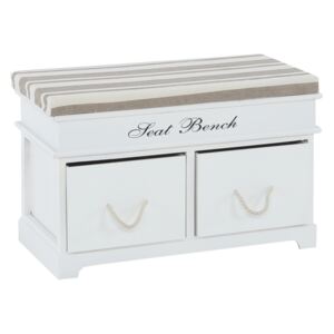 Dřevěná lavice s polštářem SEAT BENCH 1 new, bílá