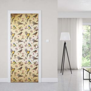 GLIX Fototapeta na dveře - Vintage Bird Pattern Sepia | 91x211 cm