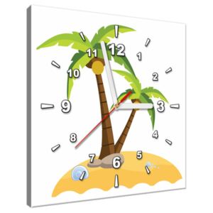Tištěný obraz s hodinami Ostrůvek se dvěma palmami ZP4052A_1AI