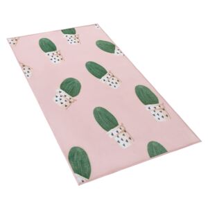 Růžový koberec se vzorem kaktus 80 x 150 cm. ELDIVAN