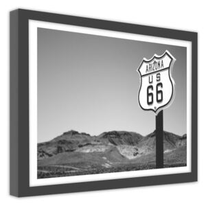 CARO Obraz v rámu - Arizona Us 66 40x30 cm Černá