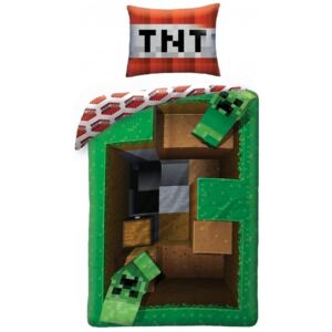Halantex • Ložní povlečení Minecraft - motiv TNT - 100% bavlna - 70x90 cm + 140x200 cm