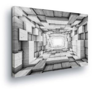 GLIX Obraz na plátně - Tunel Šedé Kvádry 100x75 cm