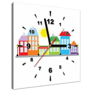 Tištěný obraz s hodinami Barevné domky ZP4111A_1AI