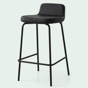 Connubia Barová židle Riley, kov, výška sedu 65 cm, CB2110 Podnoží: Matný černý lak (kov), Sedák: Umělá kůže Ekos - Black (černá)