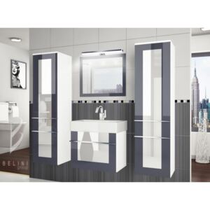 Moderní stylová koupelnová sestava s led osvětlením ELEGANZA 5PRO + zrcadlo ZDARMA 128
