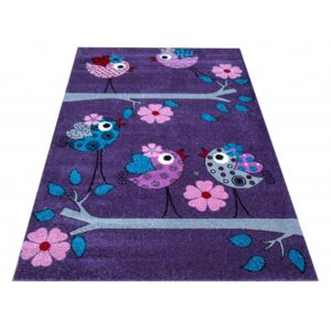 Dětský kusový koberec Bella 02 Ptáčci fialový Rozměr: 160x220 cm