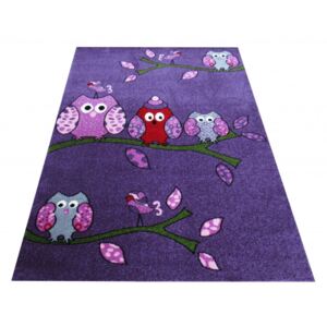 Dětský kusový koberec Bella 01 Sovičky fialový Rozměr: 200x290 cm