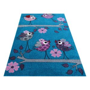 Dětský kusový koberec Bella 02 Ptáčci modrý Rozměr: 120x170 cm