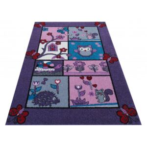 Dětský kusový koberec Bella 04 Zvířátka fialový Rozměr: 120x170 cm