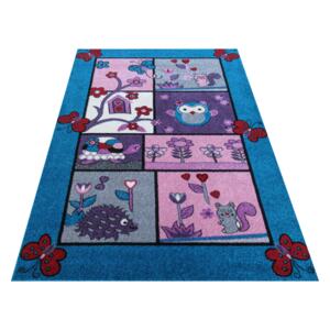 Dětský kusový koberec Bella 04 Zvířátka modrý Rozměr: 120x170 cm