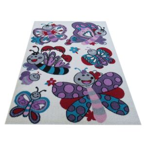 Dětský kusový koberec Bella 03S Motýli krémový Rozměr: 120x170 cm