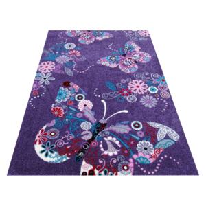 Dětský kusový koberec Bella 03 Motýlci fialový Rozměr: 300x400 cm