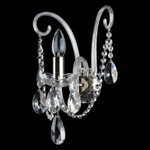 1 Arm silver crystal wall light with cut almonds