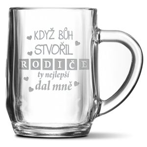 Půllitr SABLIO - Když Bůh stvořil rodiče 0,5