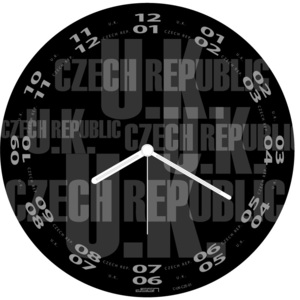 Designové nástěnné hodiny: UK - ČR - Černé