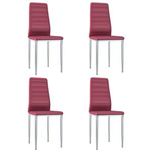 Jídelní židle 4 ks červené umělá kůže