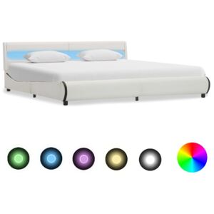 Rám postele s LED světlem bílý umělá kůže 180 x 200 cm