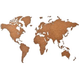 MiMi Innovations Dřevěná nástěnná mapa světa Luxury hnědá 90 x 54 cm