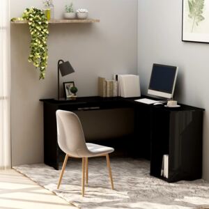 Rohový psací stůl černý vysoký lesk 120x140x75 cm dřevotříska